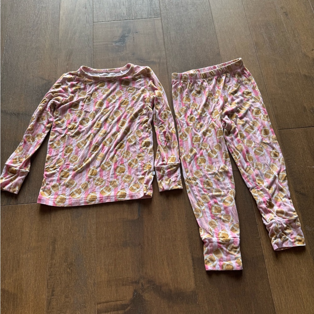 Little Pajama Co pink football pajama set